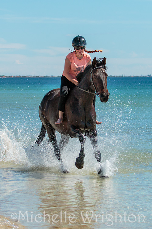 Equine photography Michelle Wrighton Horse beach girl water photography session