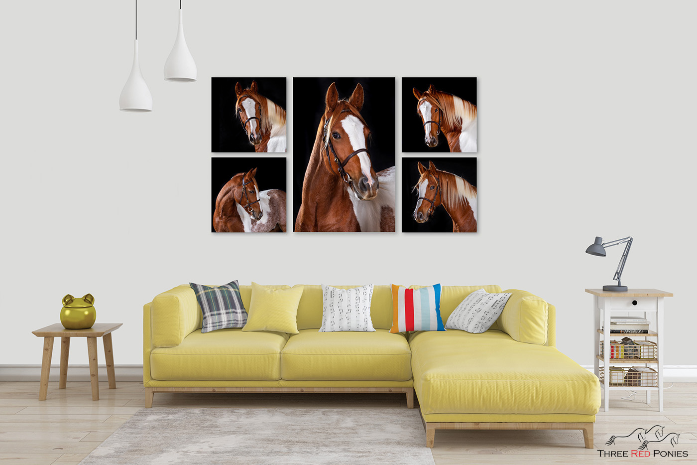 5 piece Wall Art Design of canvas horse prints - finished artwork - horse photographer