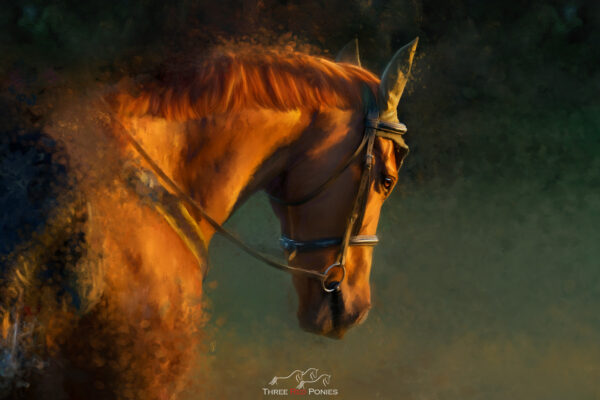 custom portrait painting of a chestnut thoroughbred horse - wall art painting