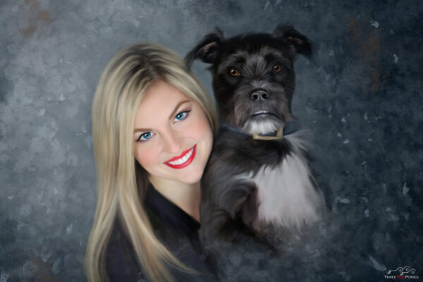 portrait painting of a girl and a dog - custom paintings