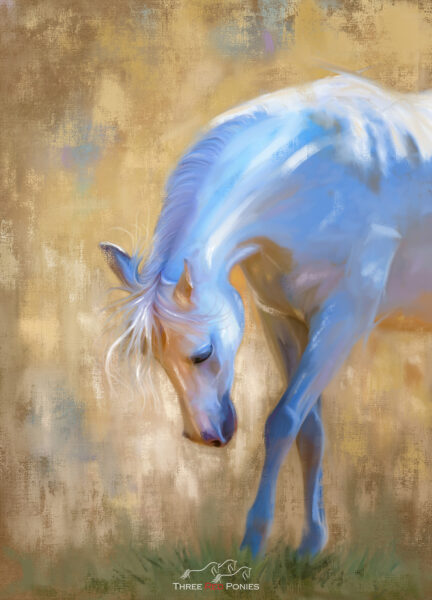 Contemporary grey horse painting - custom hand painted painting