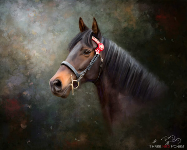 pet portrait painting of a brown horse - horse portrait painting